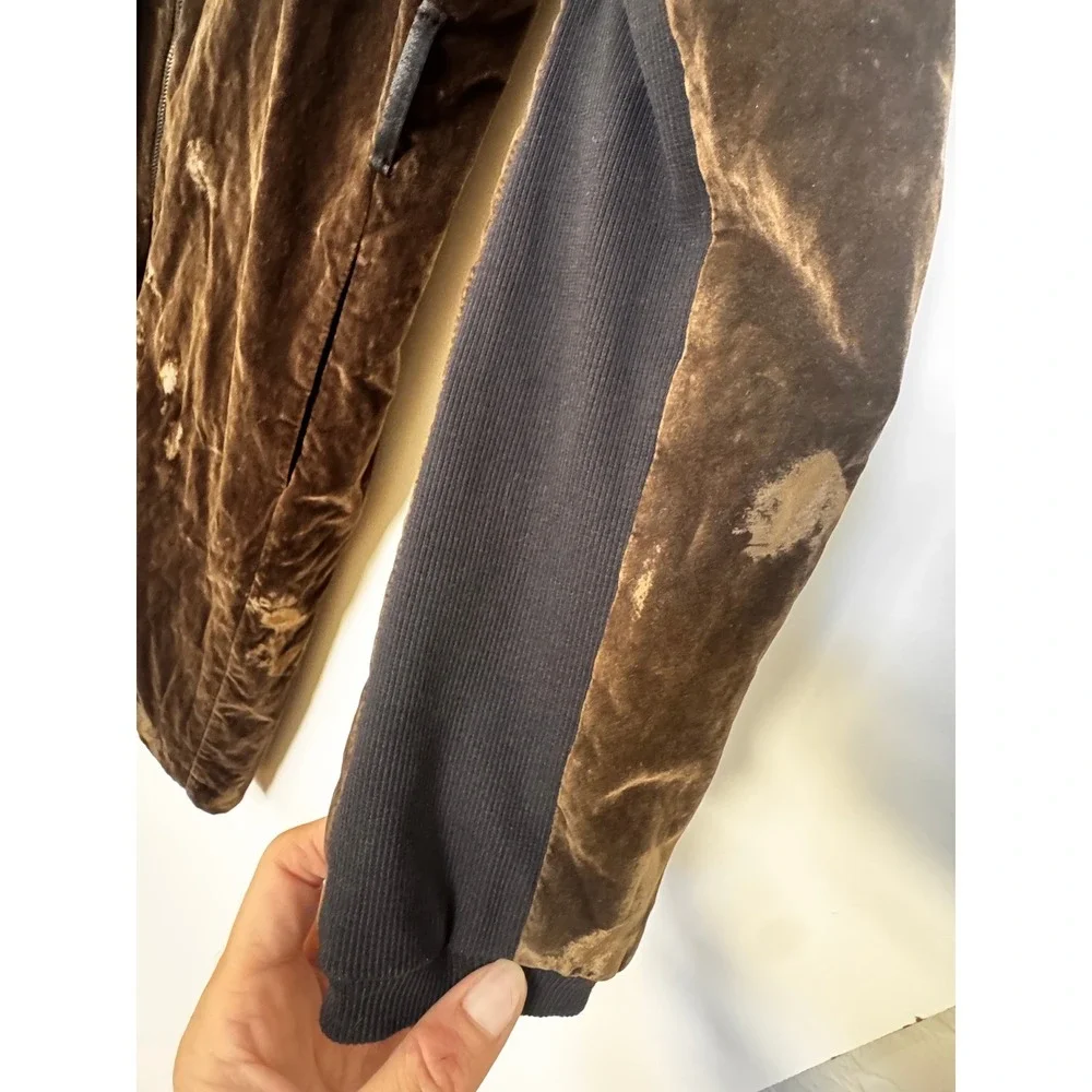 Beate Heymann‎ Street Couture Brown Velvet Longline Bomber Jacket Coat Womens